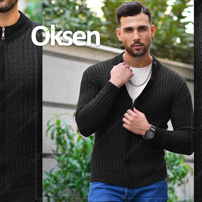 سوئیشرت بافت مشکی مردانه مدل OKSEN