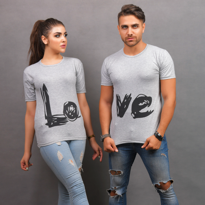 ست تيشرت LOVE مدل RIMI طوسي
