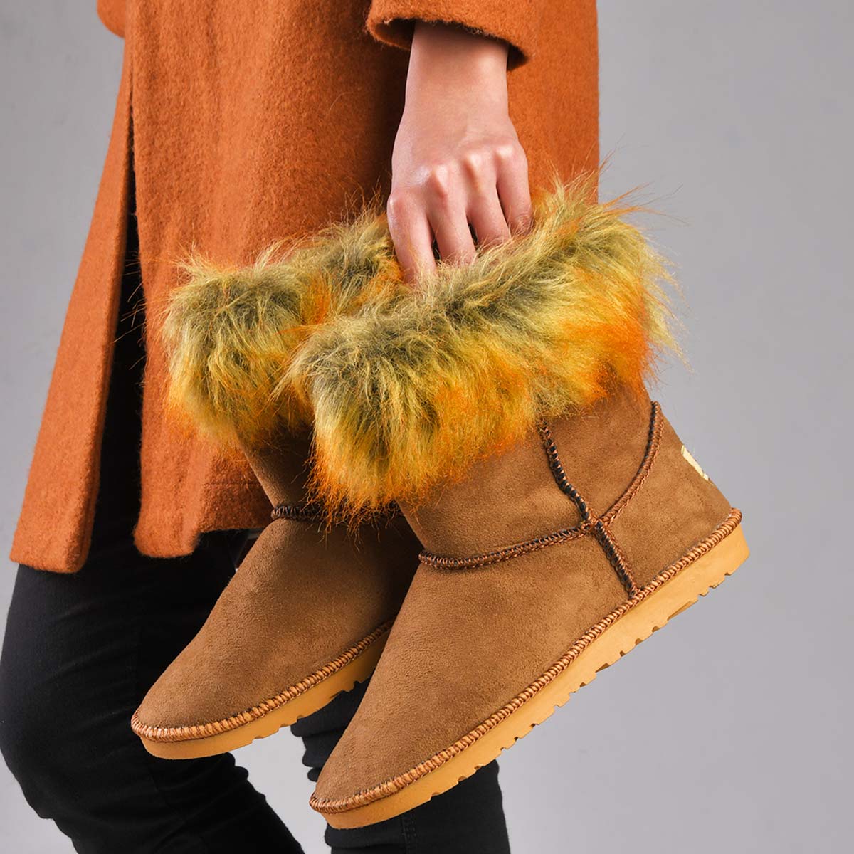 کفش ساقدار دخترانه atlas قهوه ای