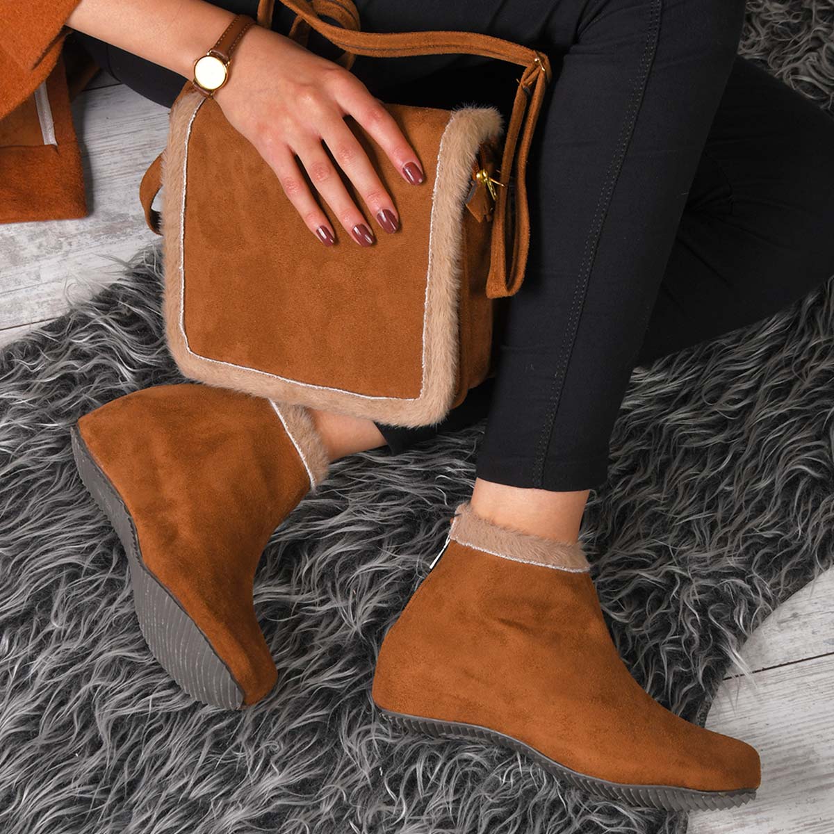 ست کیف و کفش دخترانه ariana عسلی