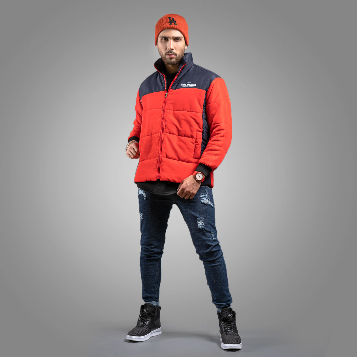 کاپشن مردانه قرمز مدل Atras