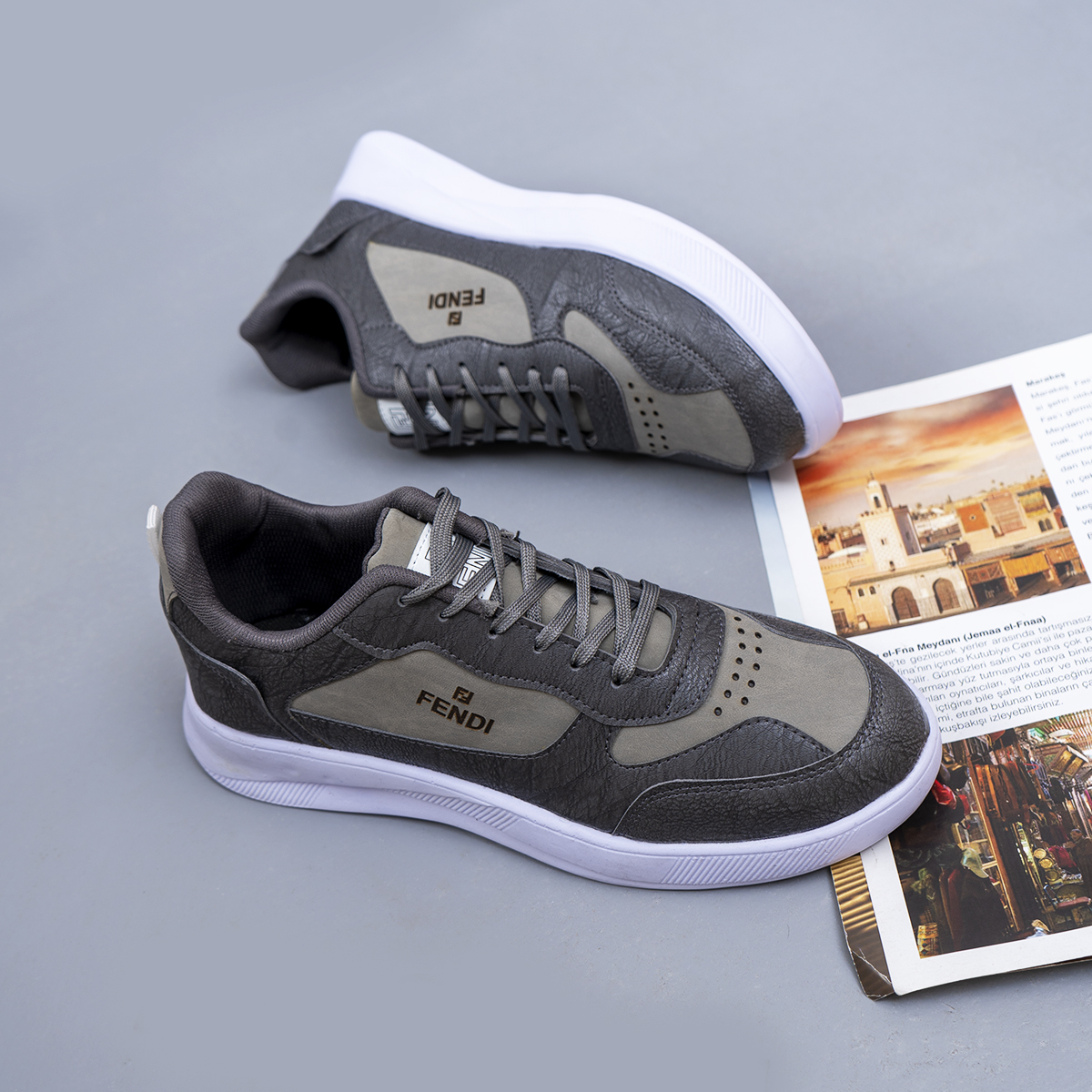 کفش فندی طوسی مردانه مدل Vidash