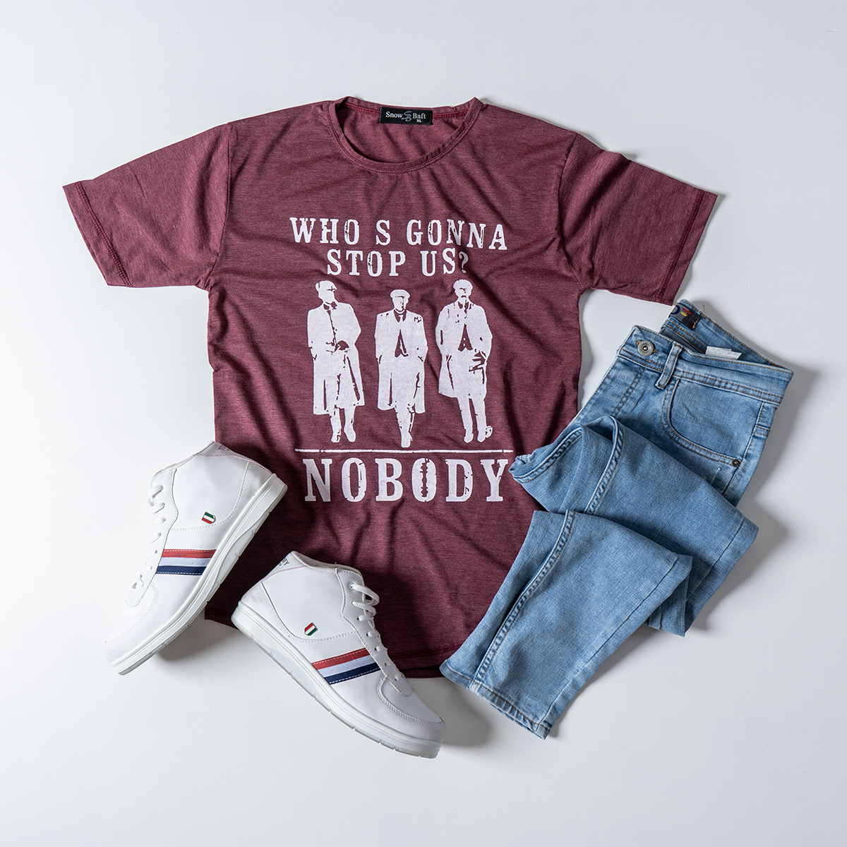 تیشرت NOBODY مردانه زرشکی مدل Montez