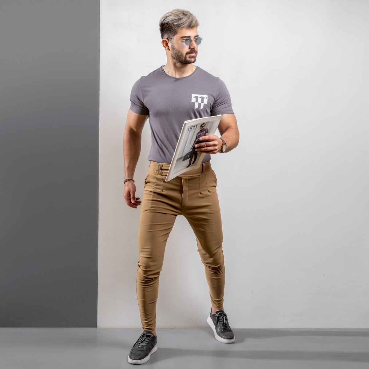 شلوار دوسگک خاکی مردانه مدل Migel