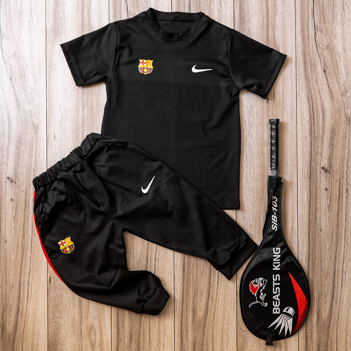 ست بچگانه تیشرت شلوارک بارسلونا مدل Z137
