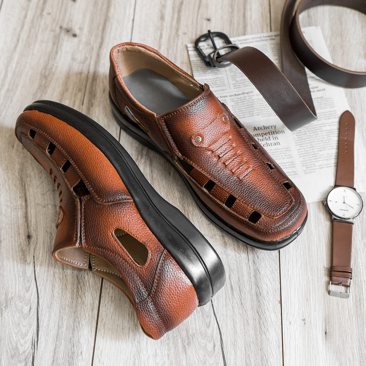 کفش تابستانه قهوه ای مردانه مدل Ropert