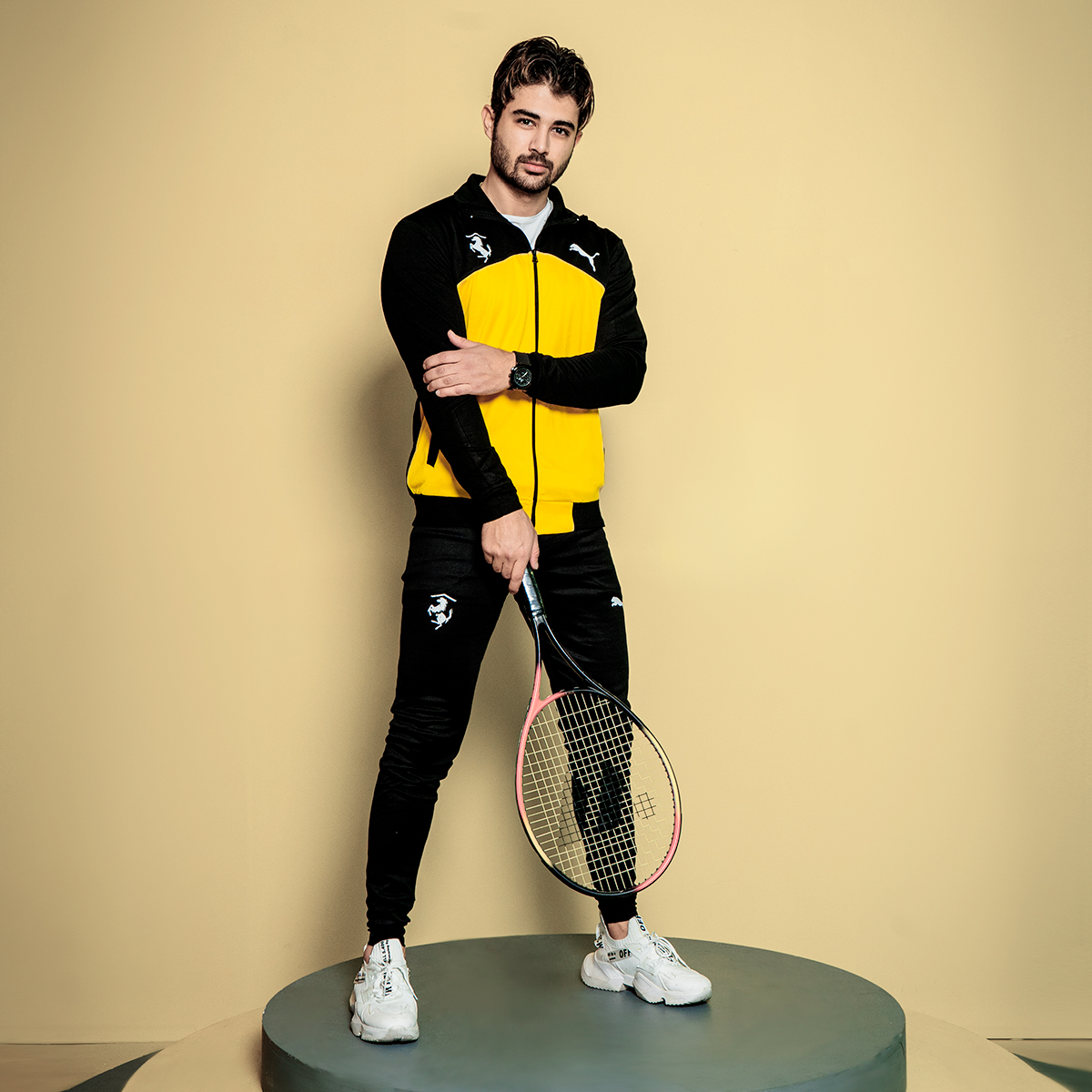 ست سوییشرت شلوار Pumaمردانه مشکی زرد مدلniman