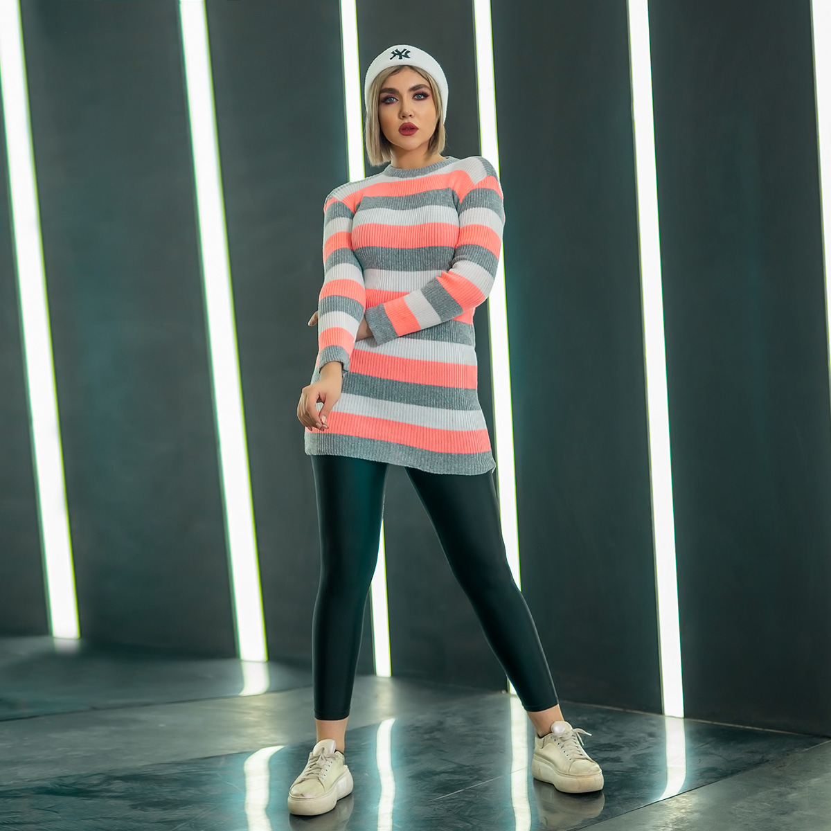 زیرسارافونی بافت دخترانه مدل sahel رنگ طوسی صورتی