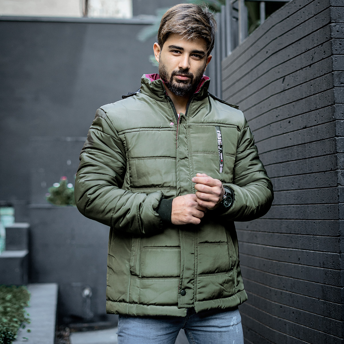 کاپشن مردانه سبز مدل bolini