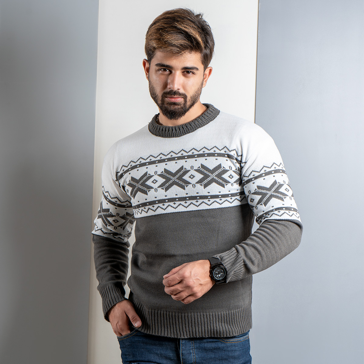 پلیور مردانه (T) خاکی مدل Servin