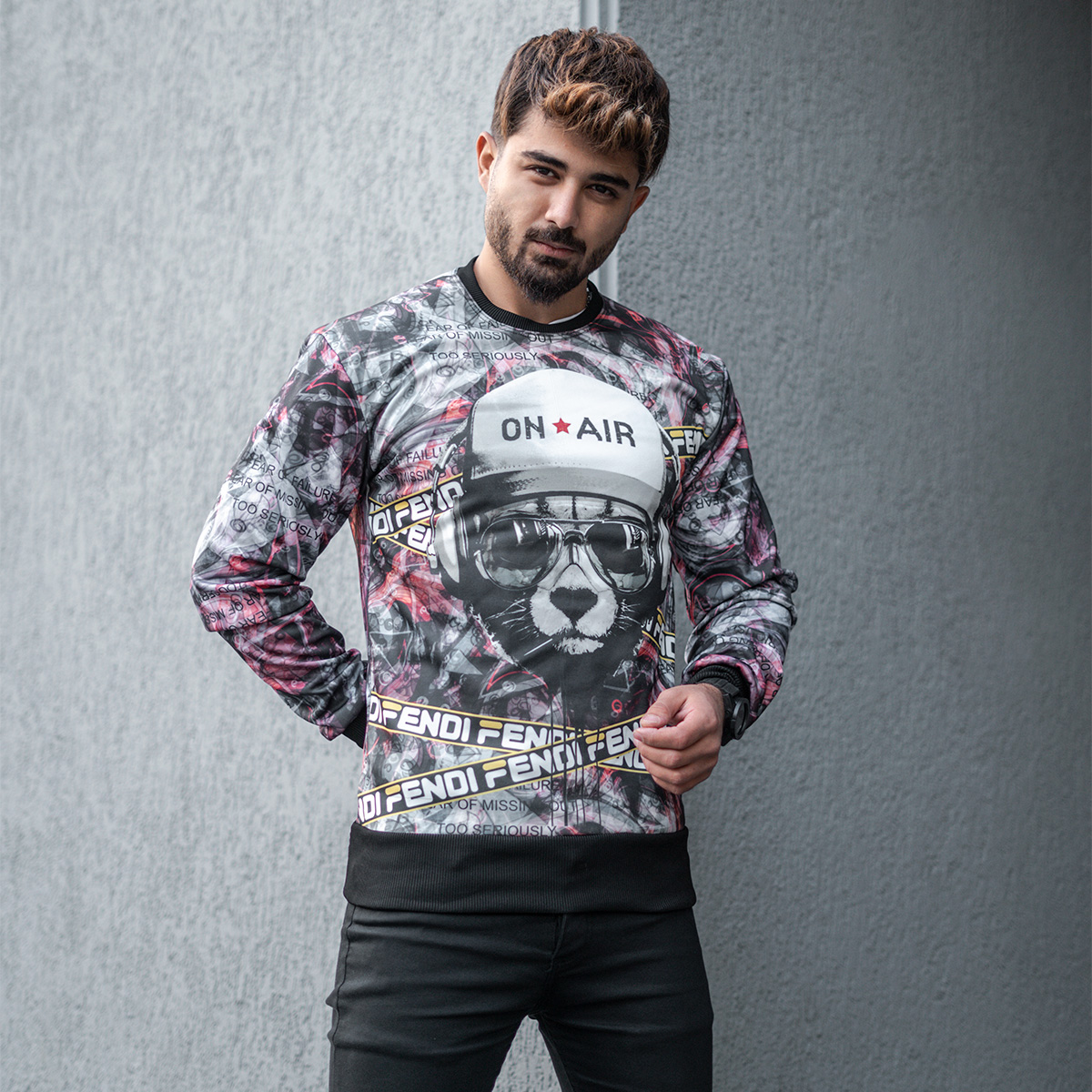 تکپوش مردانه یقه گردمدل گربه