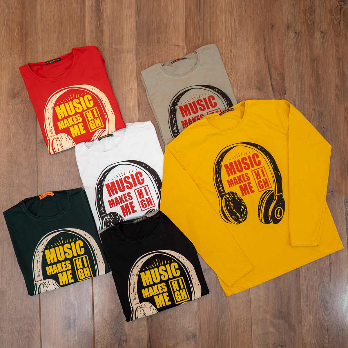 تیشرت آستین بلند مردانه طرح هدست سفید مدل O22