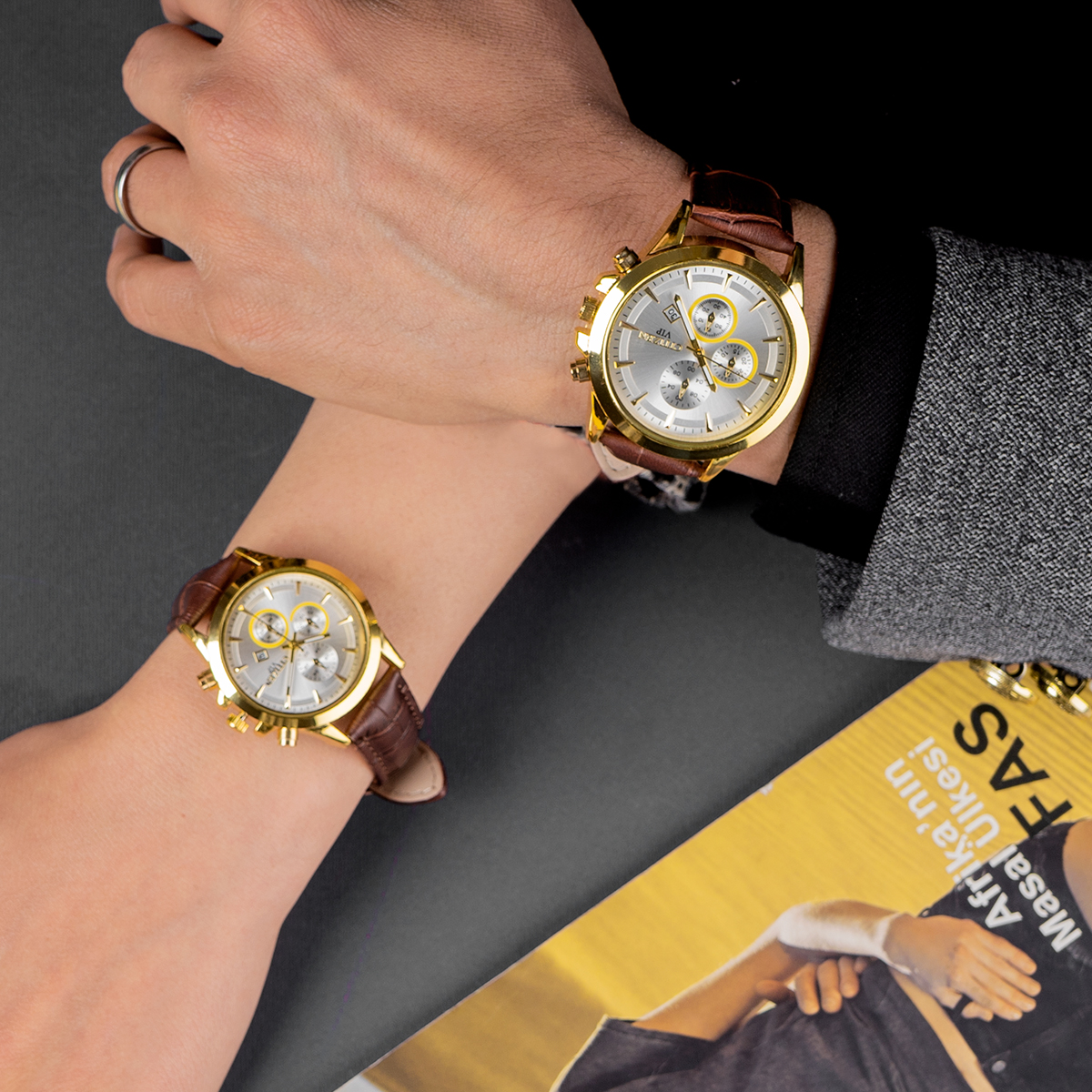 ست ساعت Citizen قهوه ای ساده مدلZ12