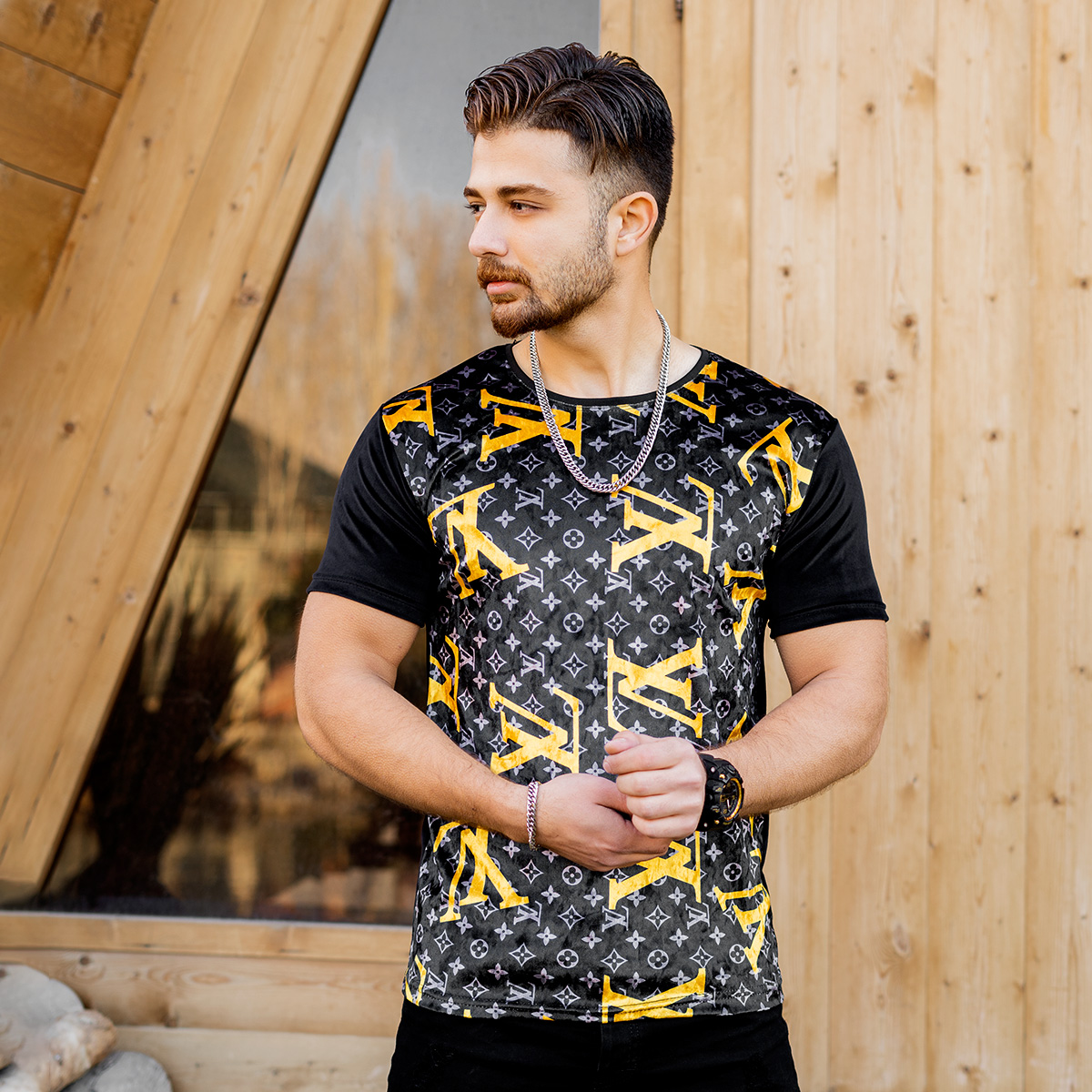 تیشرت مخمل مردانه مدل LV