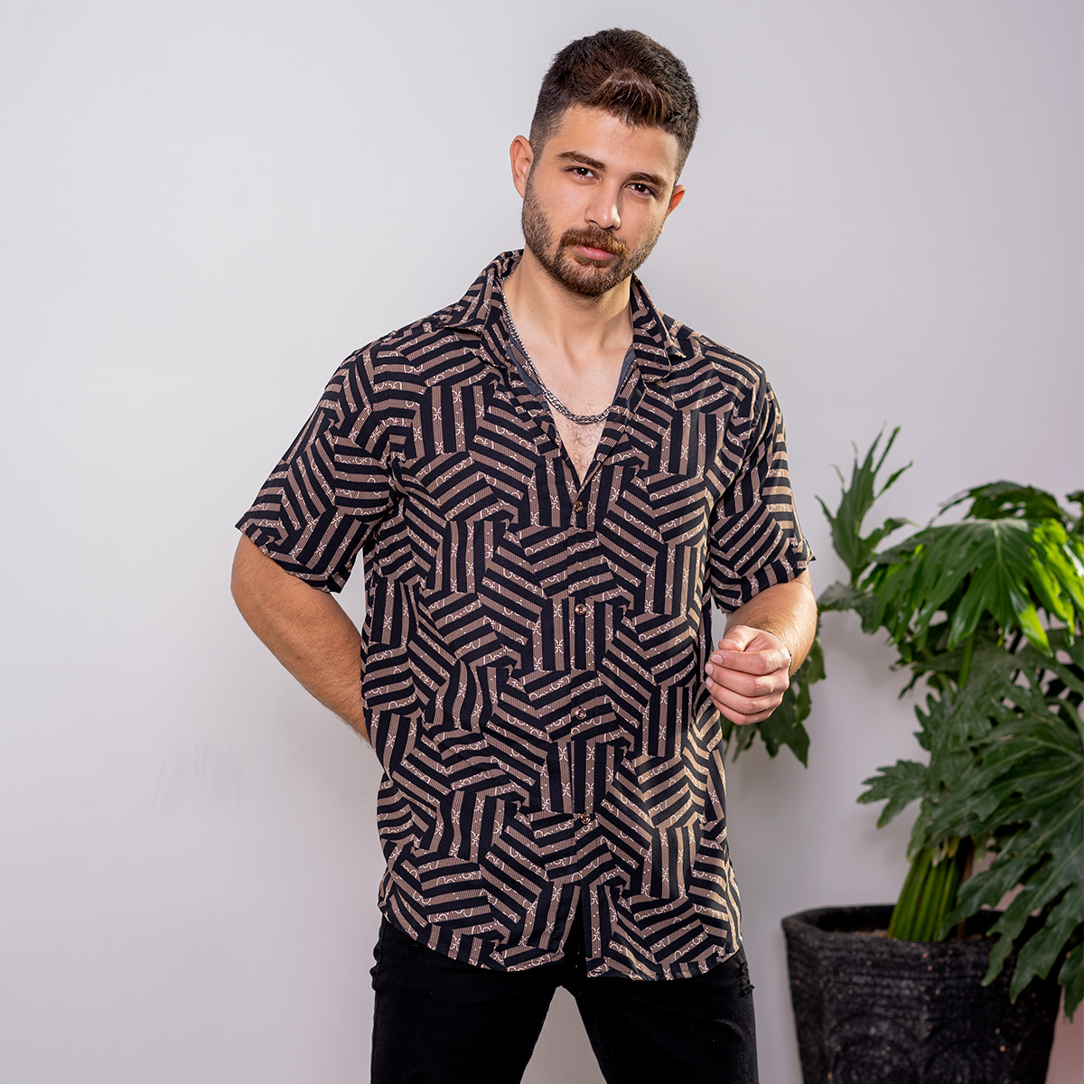 پیراهن هاوایی مردانه مدل G802