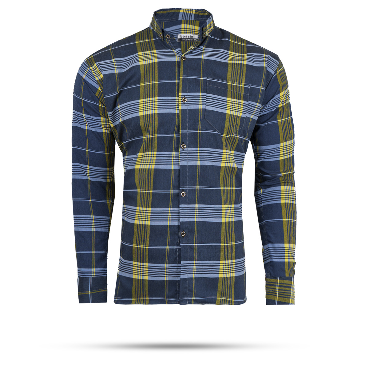 پیراهن راه راه مردانه زرد آبی مدلwigo