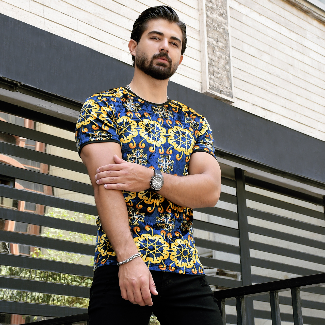 تیشرت مخمل مردانه مدل Sun