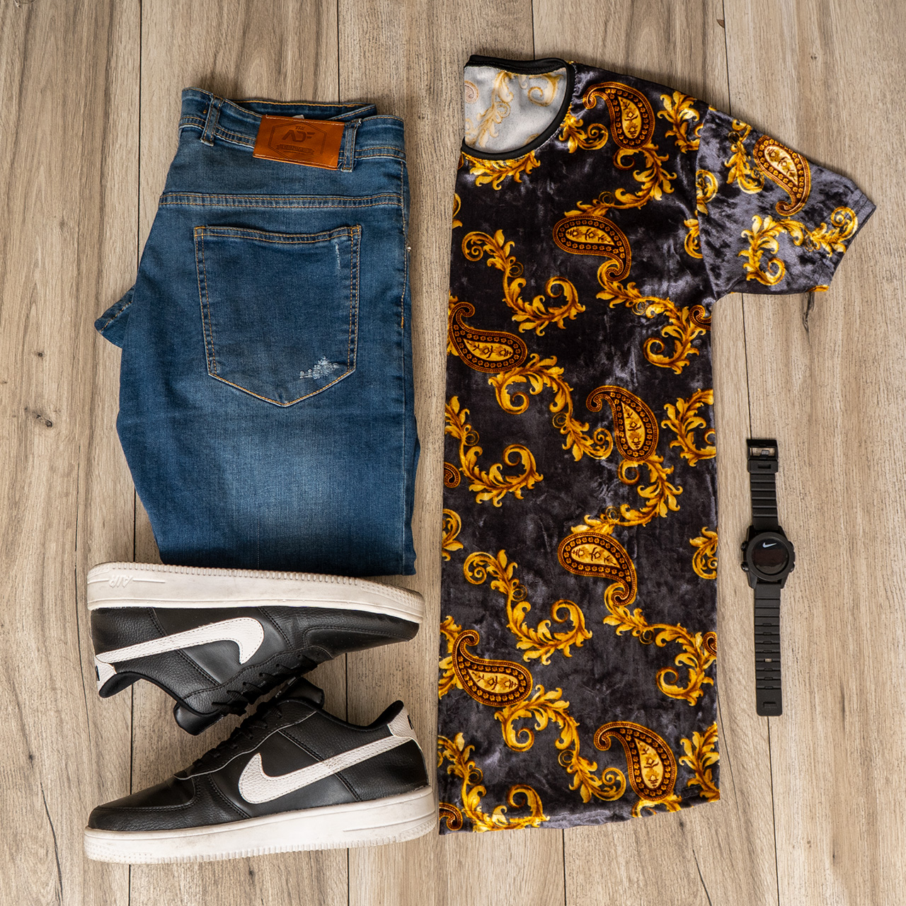 تیشرت مخمل طوسی مردانه مدل H59