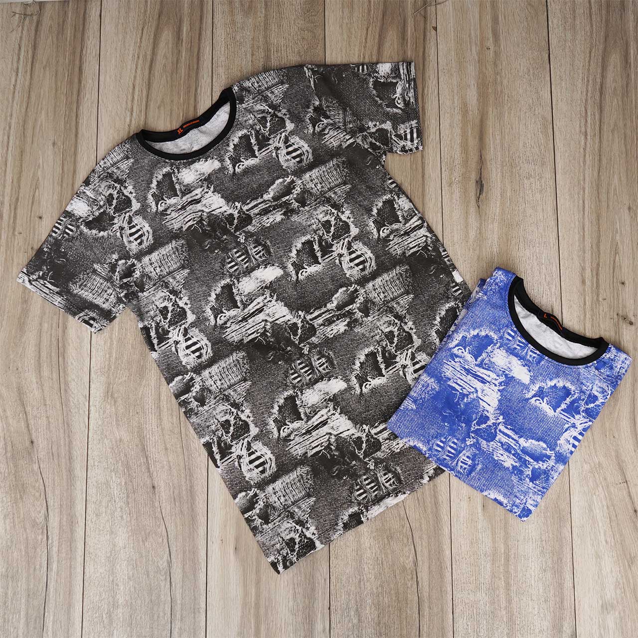 تیشرت طرحدار آبی مردانه مدل TOTIX