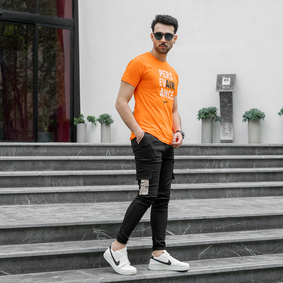 شلوار اسلش بنددار مشکی چهارجیب مدل 68