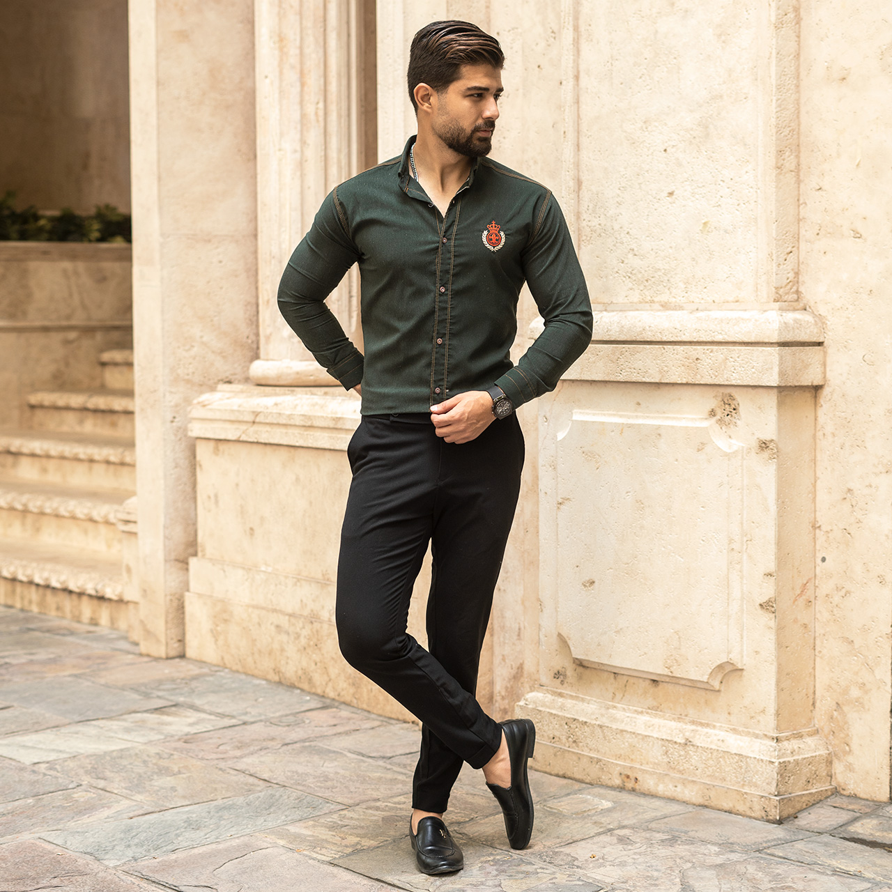 پیراهن مردانه سبز(T)مدل gabi