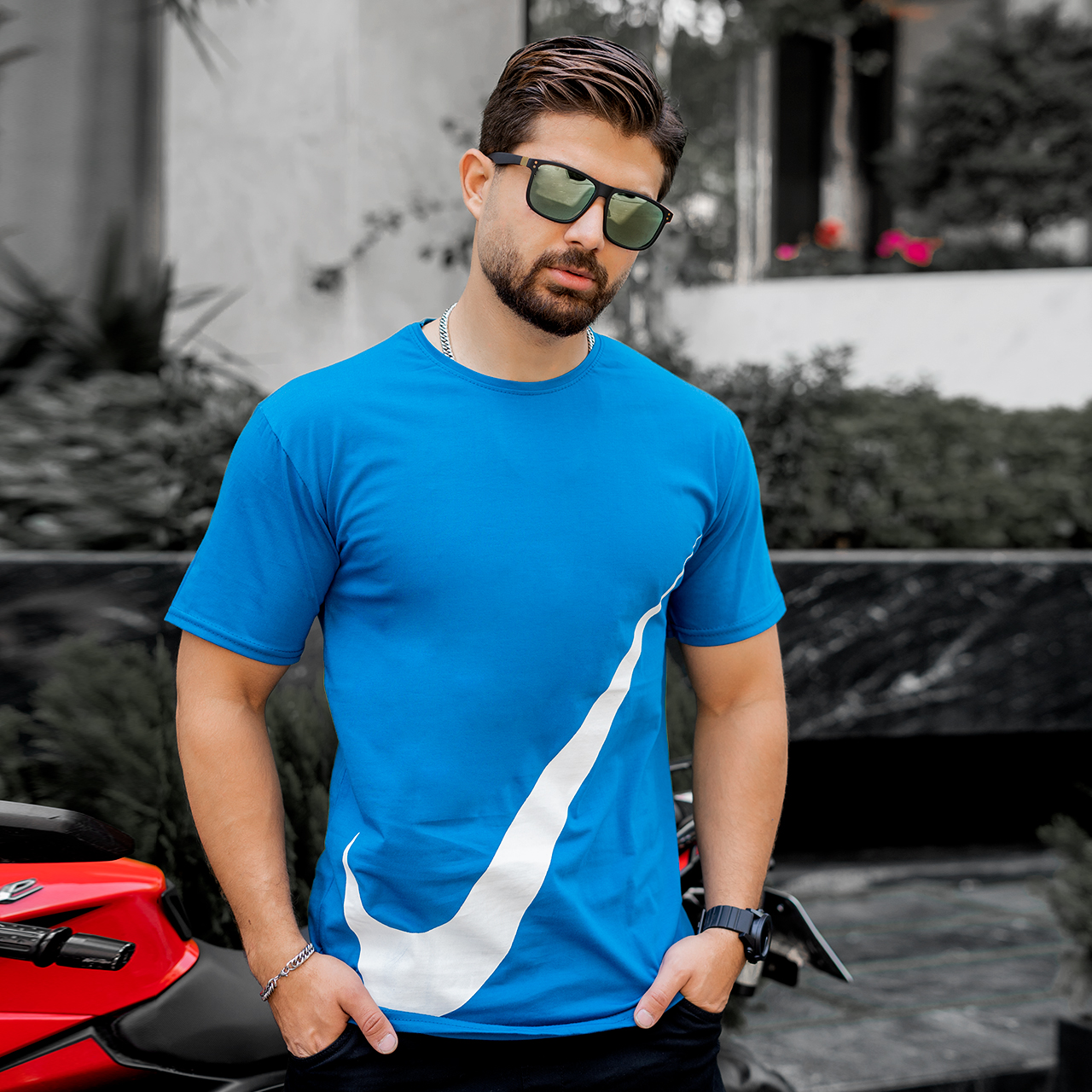 تیشرت نایک آبی مردانه مدل N400