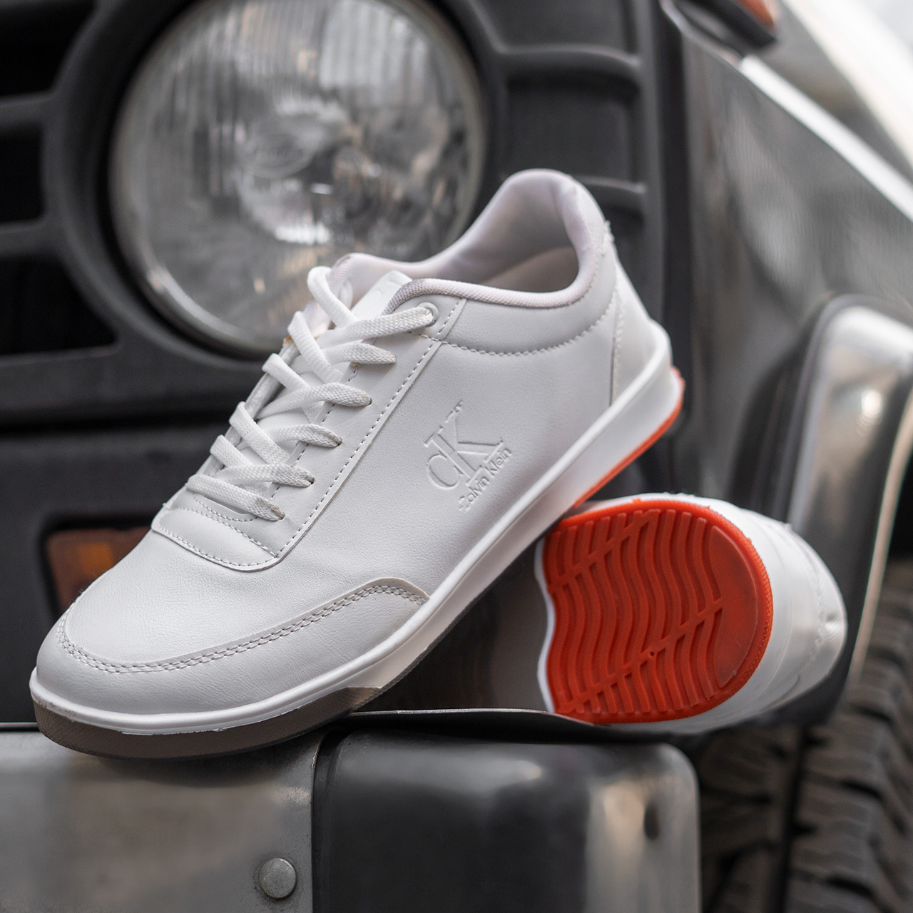 کفش تخت سفید مردانه CK مدل sevil