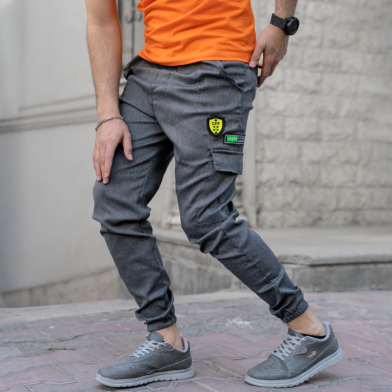 شلواراسلش مردانه طوسی تیره مدلRAYAN