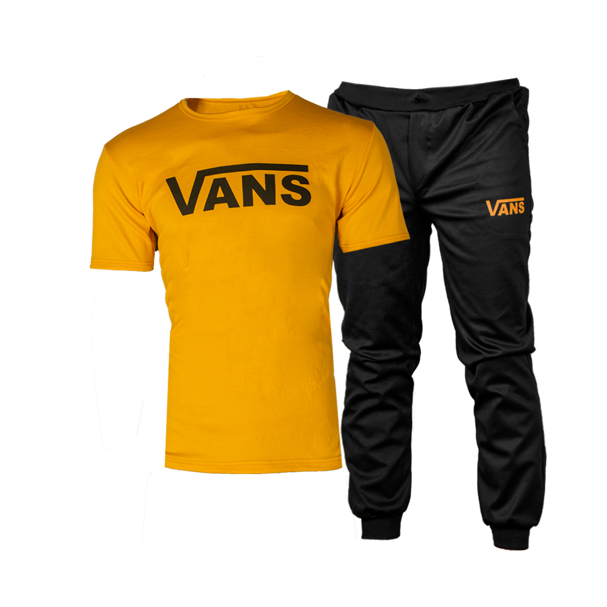 ست تیشرت شلوار مشکی زرد Vans مردانه مدل N200
