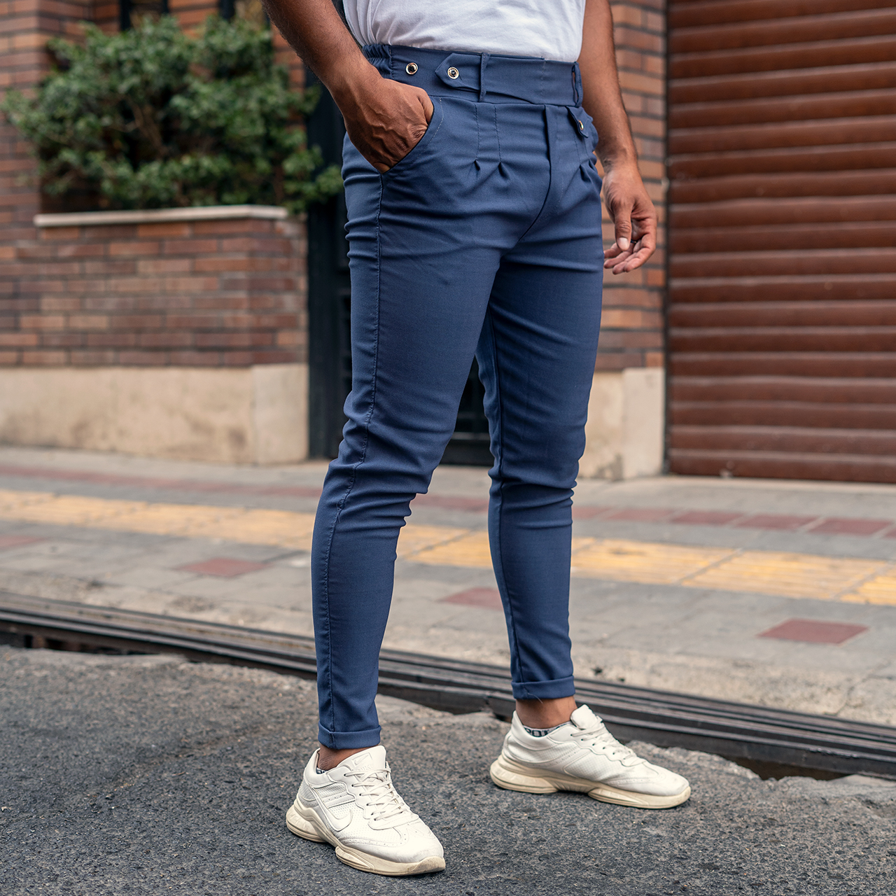 شلوار مردانه سرمه ای مدل Aflak