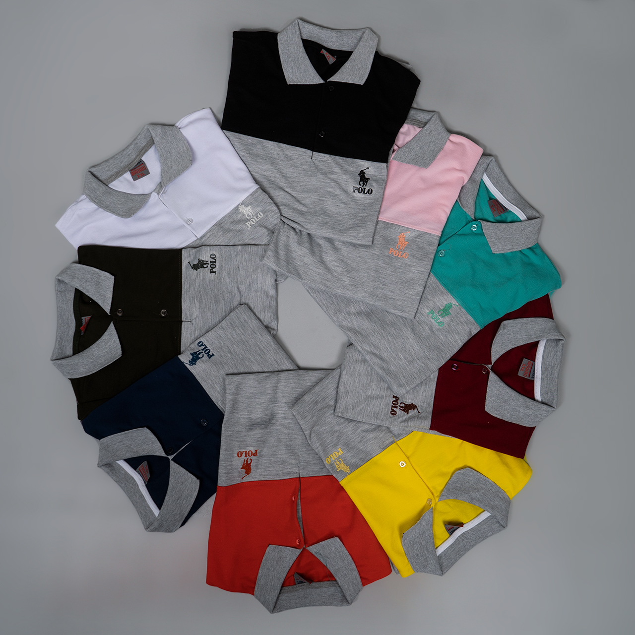 تیشرت مردانه POLO طوسی- سبز مردانه Mazyar