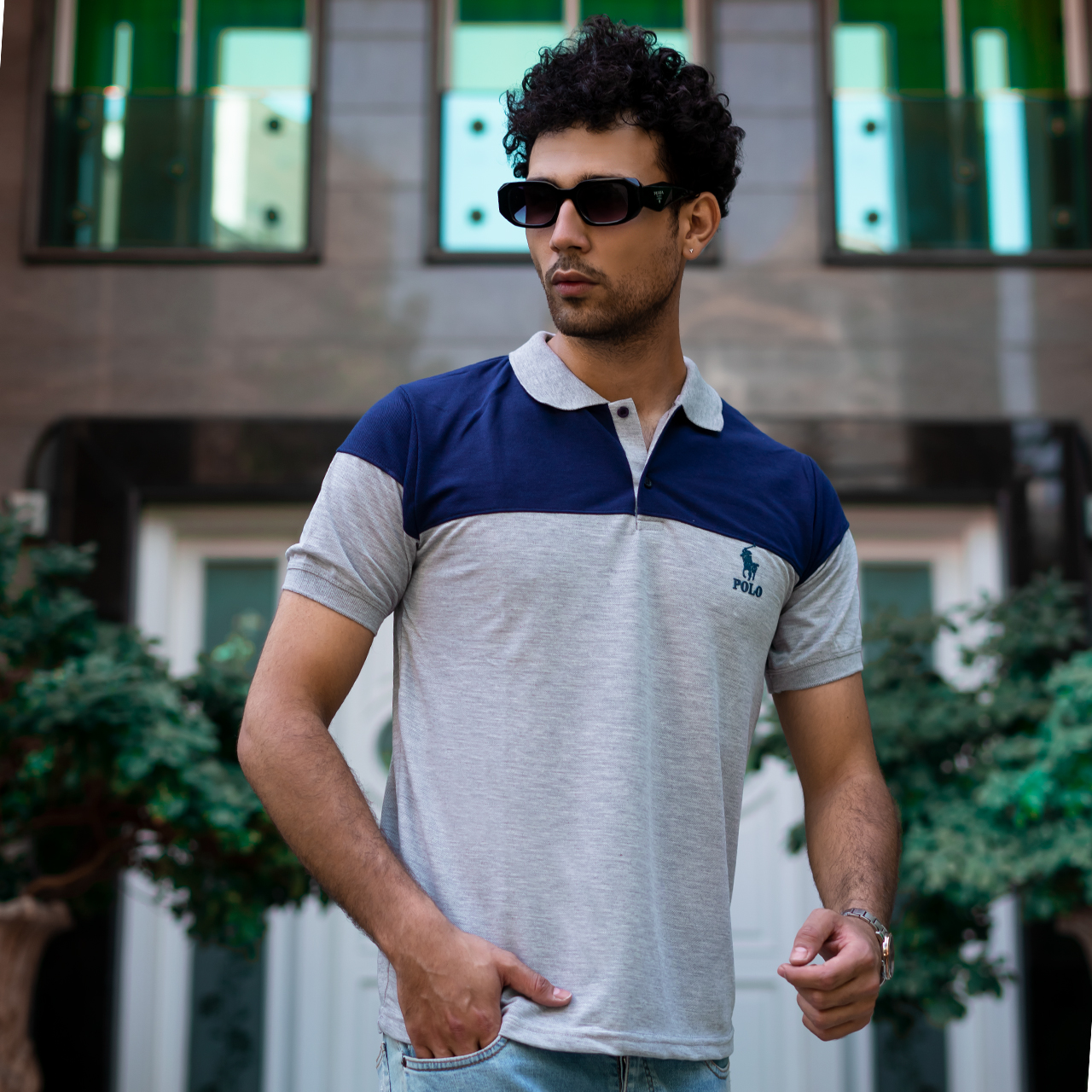 تیشرت مردانه POLO طوسی- سرمه ای مردانه Mazyar