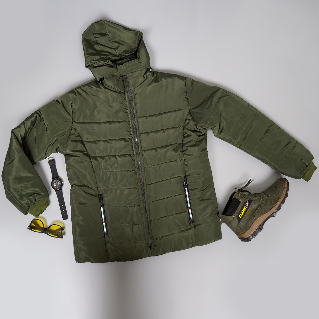 کاپشن مردانه ساده سبز مدلAidin