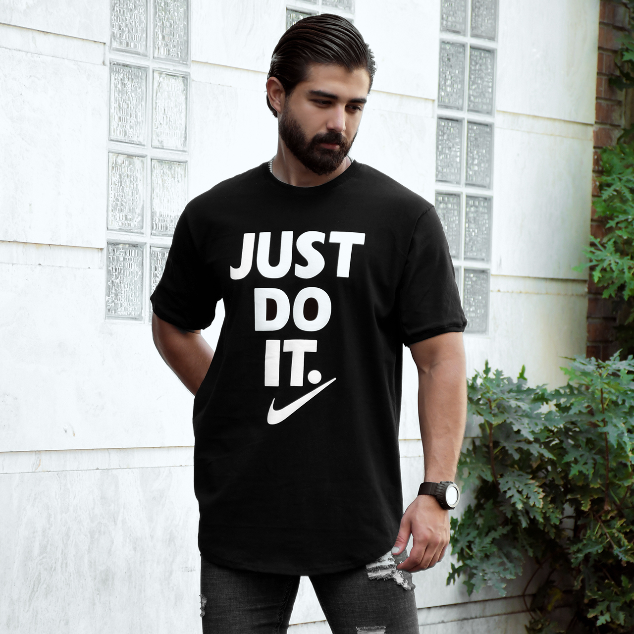 تیشرت مشکی just do it مردانه مدلBehroz