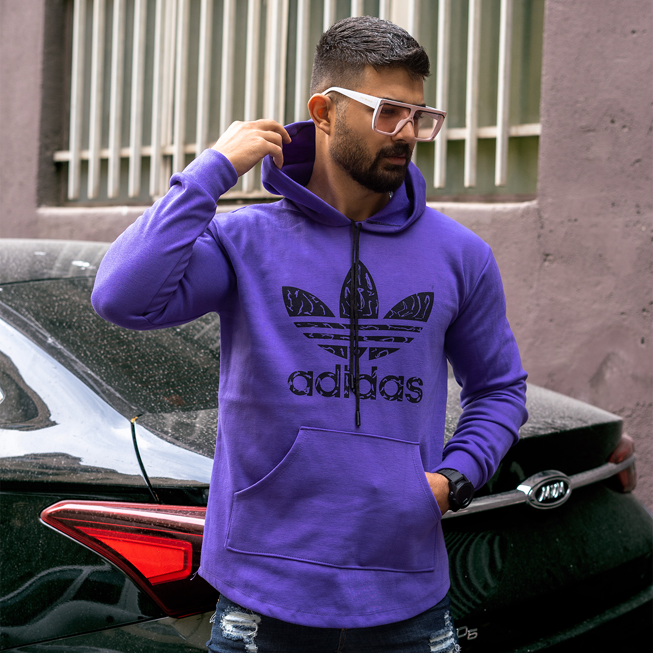 هودی Adidas مردانه بنفش مدلQs