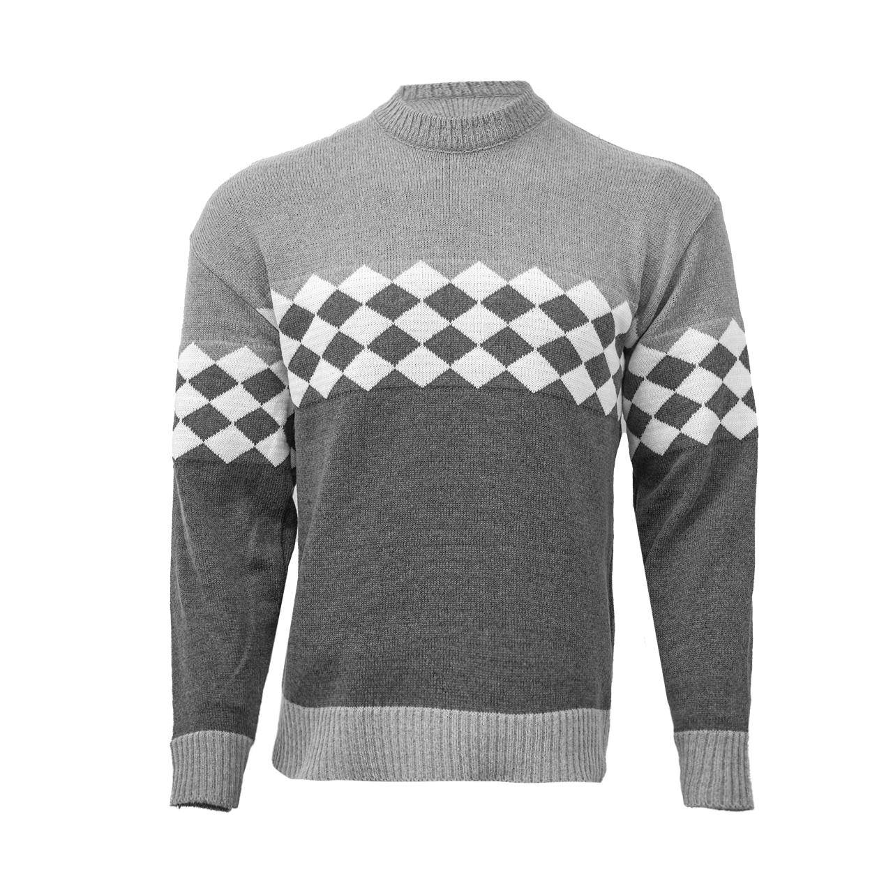 پلیور شطرنجی طوسی مردانه مدل U66