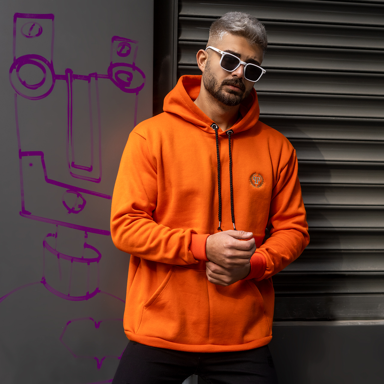 هودی مردانه نارنجی مدل Zanko