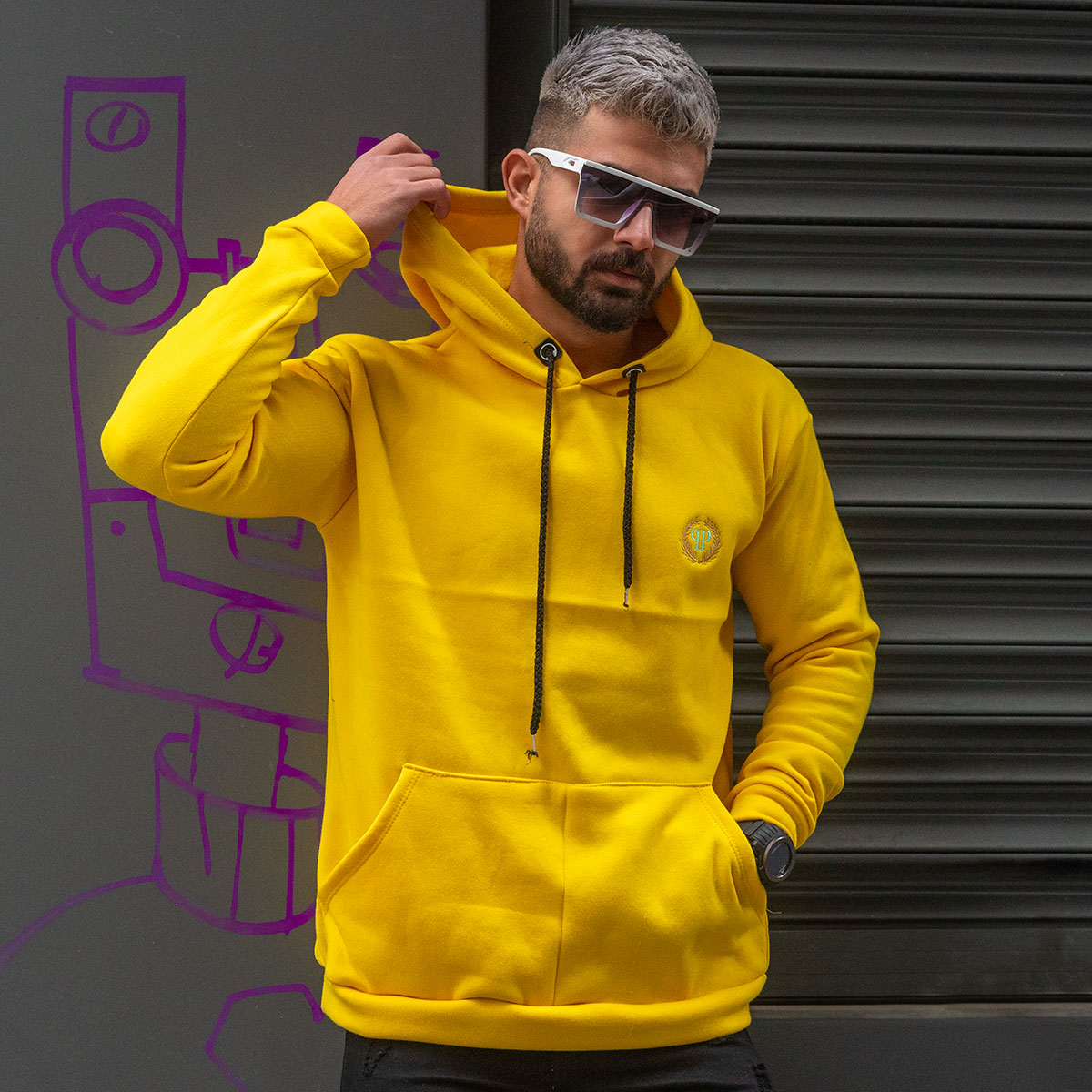 هودی مردانه زرد مدل Zanko