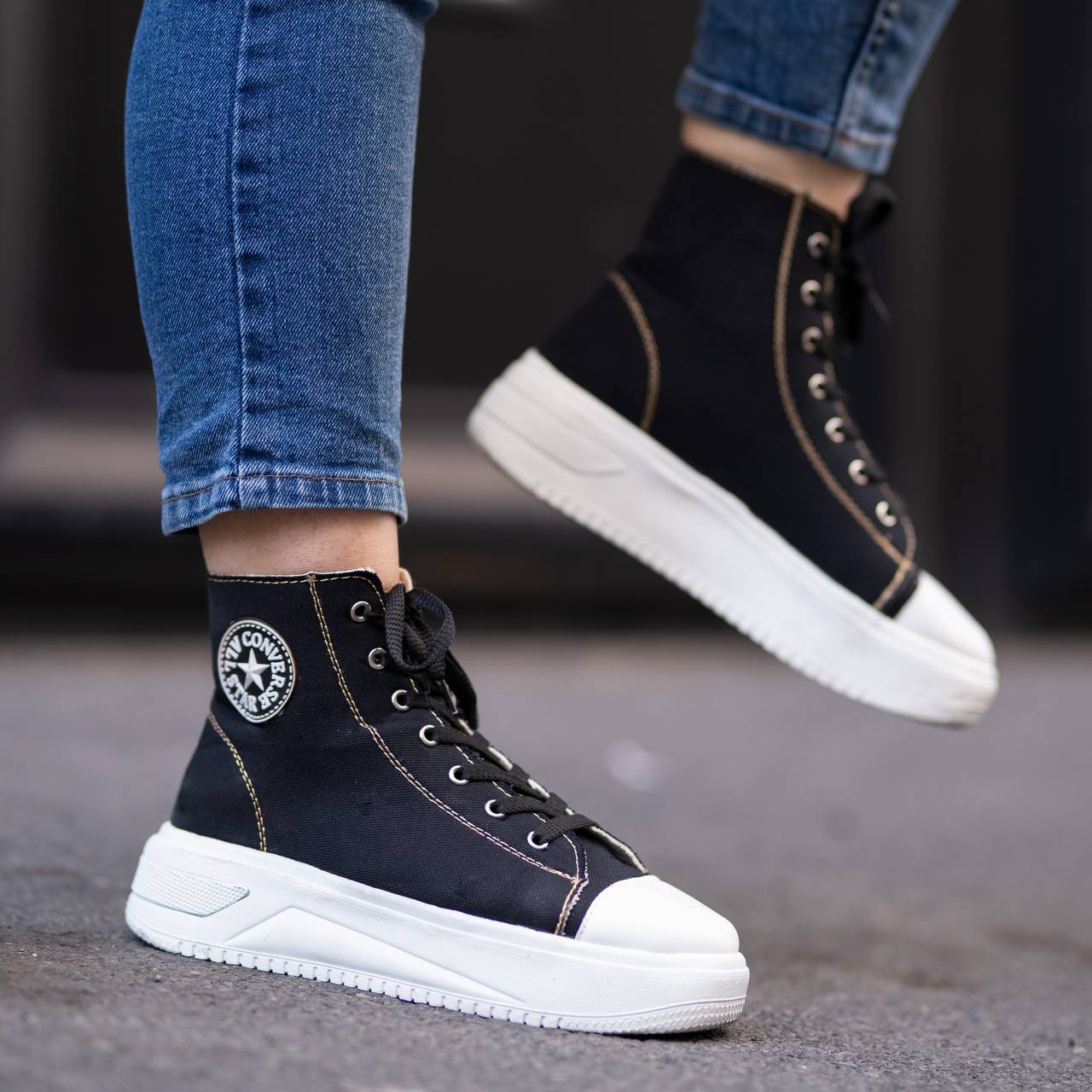 کفش ورزشی ساقدار مشکی All Star زنانه مدل Vensa