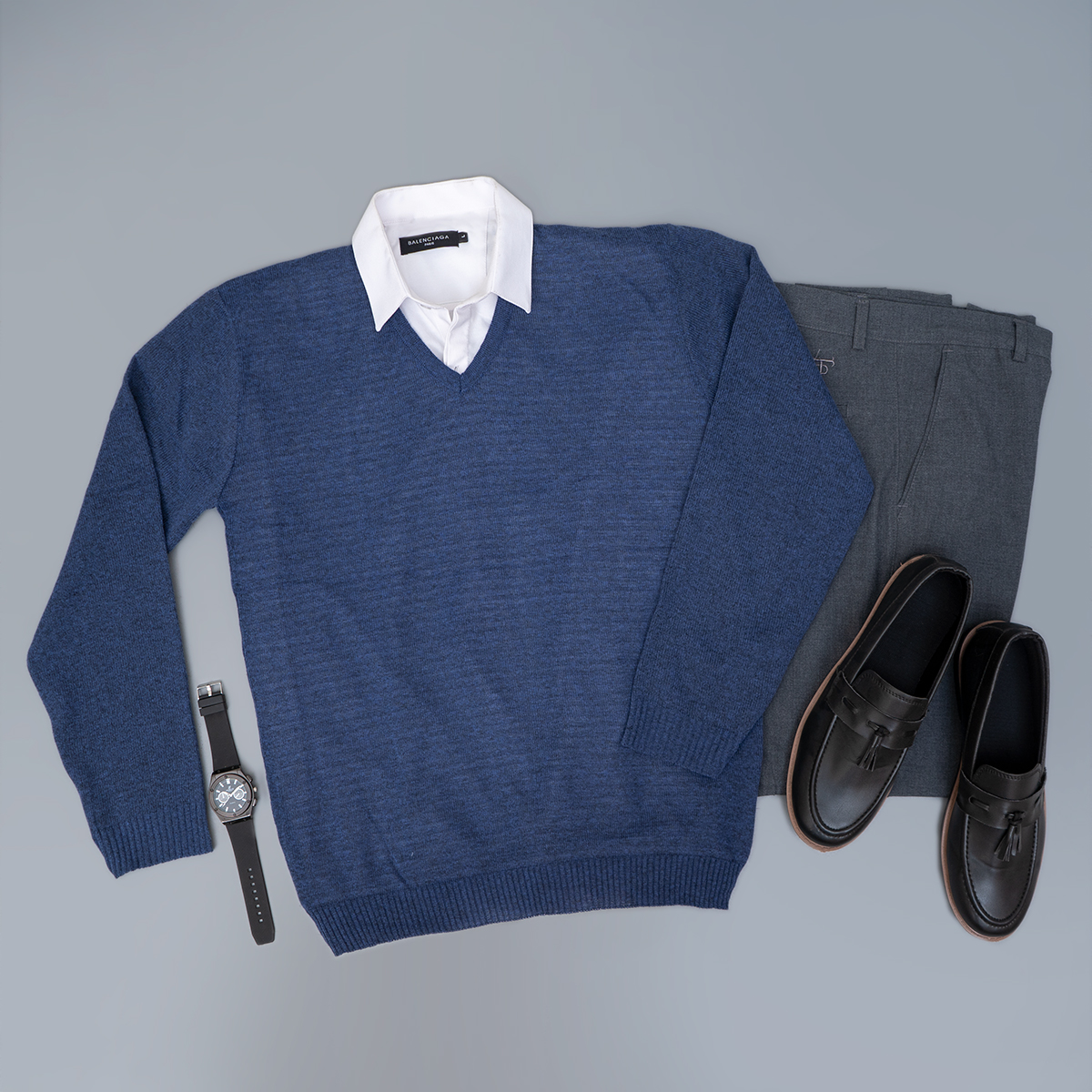 پلیوربافت یقه هفت سرمه ای مردانه مدل sorosh