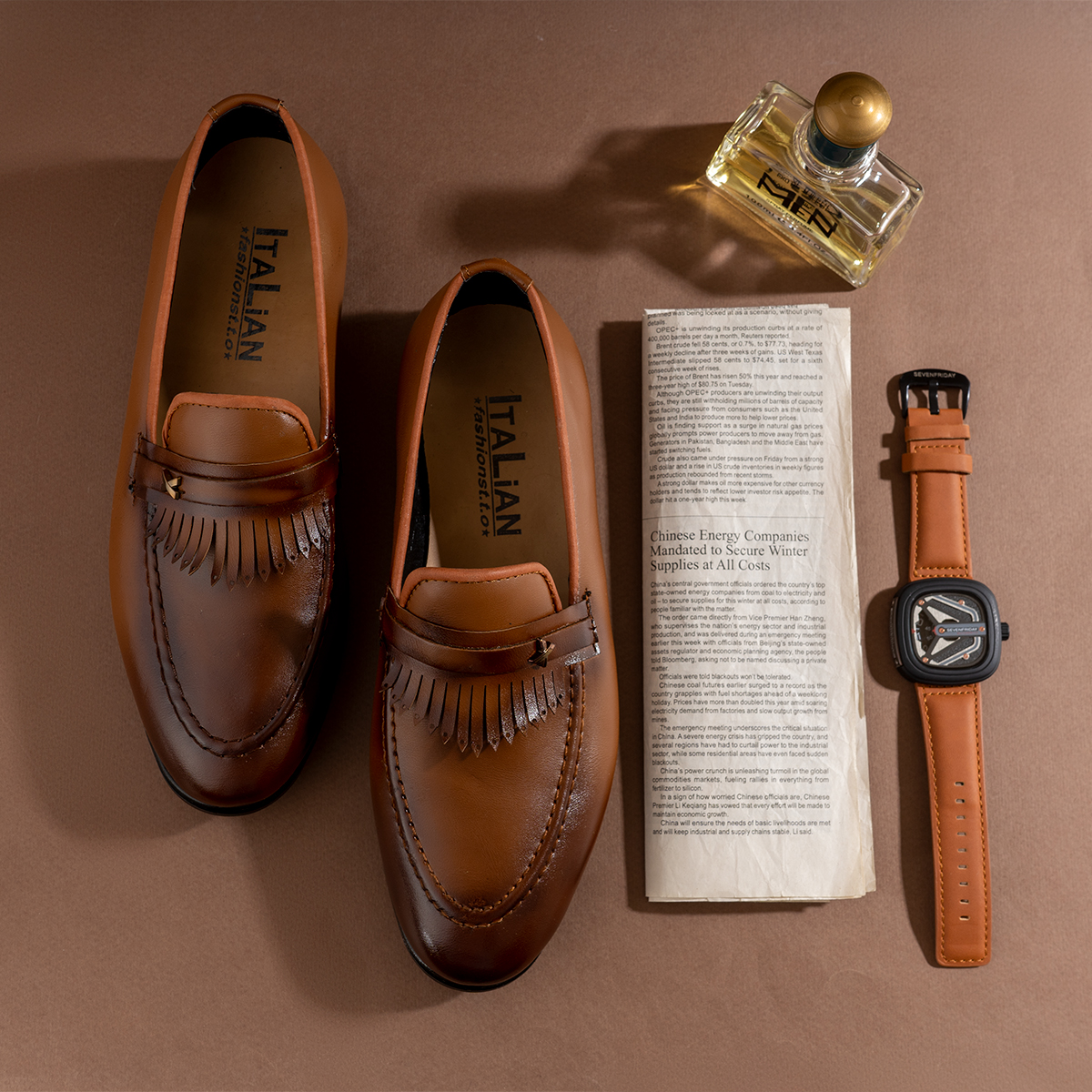 کفش کالج مردانه عسلی مدل Korom