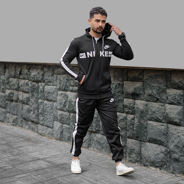 ست سوییشرت شلوار مردانه مشکی مدل Rezin