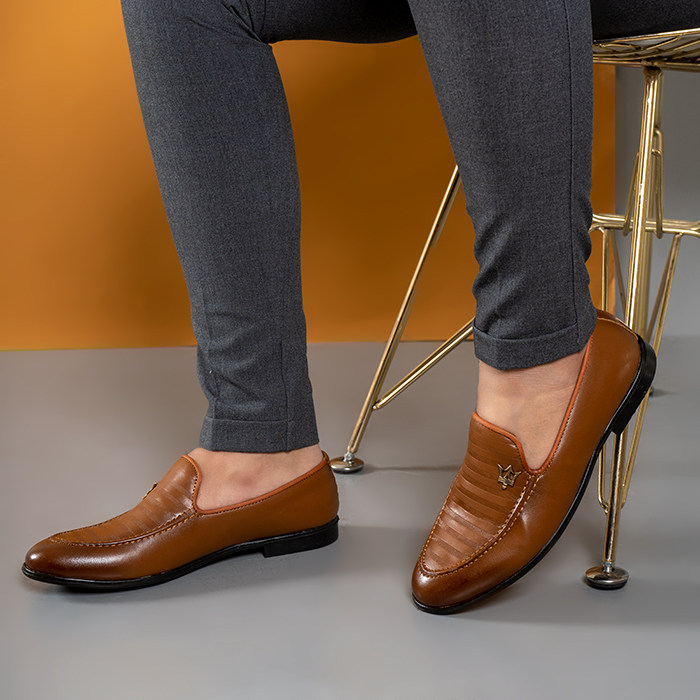 کفش کالج مازراتی عسلی طرح خطی مردانه مدل BAVINO