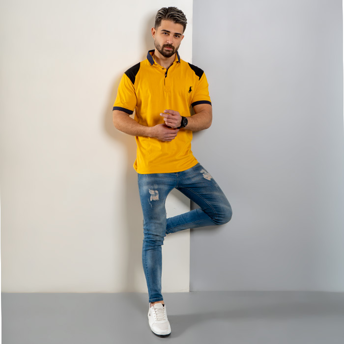 تیشرت Polo خردلی مردانه مدل HAKO