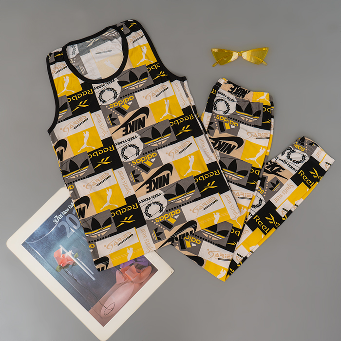 ست تاپ شلوار Nike دخترانه زرد مدل viana