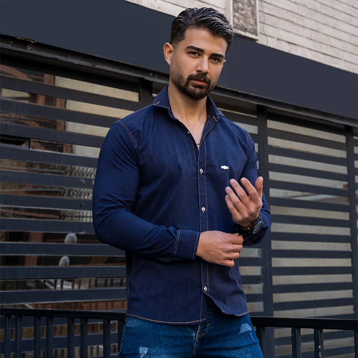 پیراهن مردانه سرمه ای مدل Novan