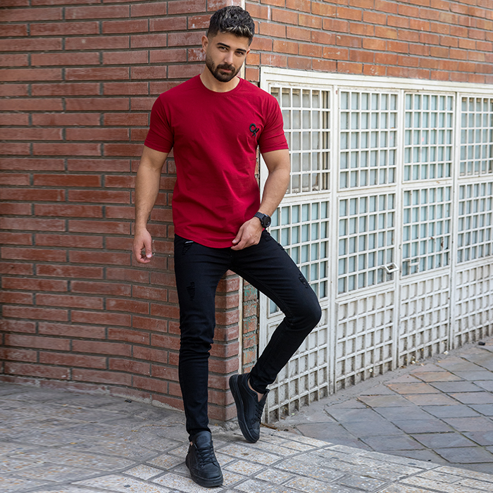 تیشرت مردانه زرشکی مدل Ck