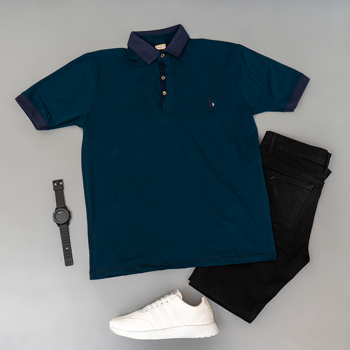 تیشرت مردانه سبزکله غازی مدل Polo90