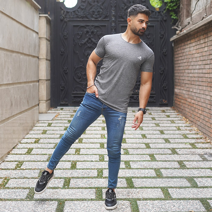 تیشرت طوسی مردانه طرح ADIDAS مدل TIAN