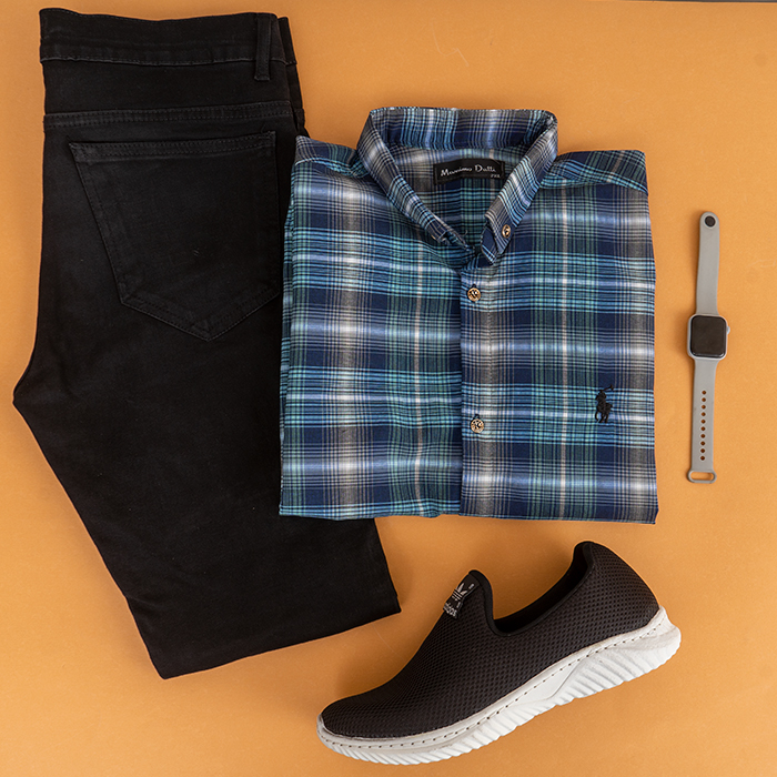 پیراهن مردانه سبز آبی مدل Farzad